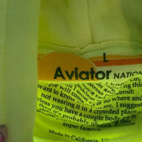 Aviator Nation Bright Neon Yellow Hoodie size Adult Large - Picture 5 of 6